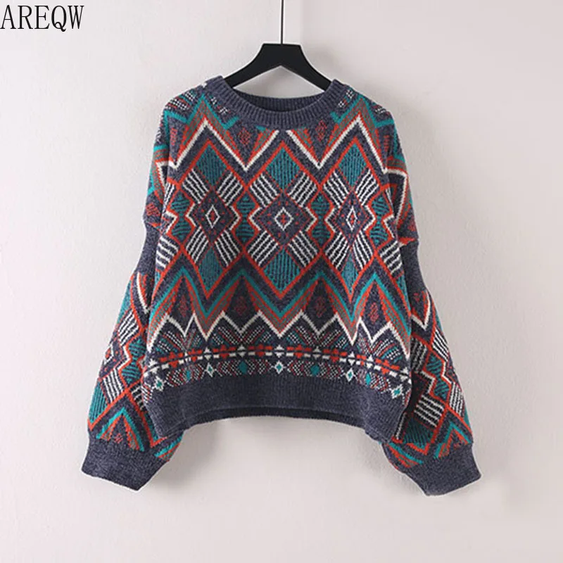 Короткий пуловер свитер женский 2019 Весна Осень Новый корейский стиль свободный