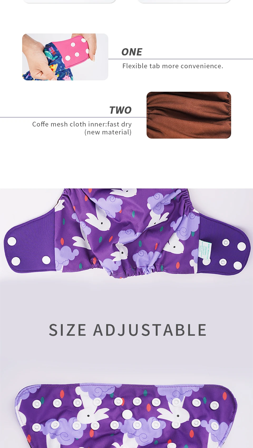 Elinfant  4pcs/set  washable reusable coffee mesh baby cloth diaper cover adjustable nappy  cloth pocket diaper