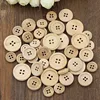 50 Pcs Wooden Buttons Natural Color Round 4 Holes Buttons Sewing Scrapbooking Home DIY Sewing Accessories 15/20/25mm 1
