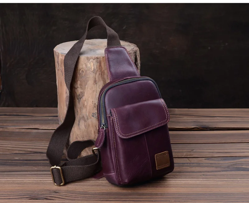 AETOO Vintage men's handmade leather bags, men's head leather one-shoulder bag, men's chest bag, men's leather trend slant bag