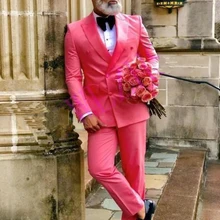 Модный мужской костюм, приталенный мужской костюм, повседневный деловой блейзер для свадебной вечеринки, смокинг для жениха(куртка+ штаны