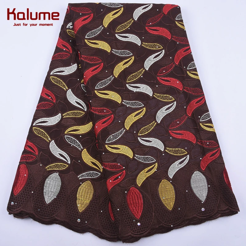 

Kalume High Quality African Swiss Cotton Lace Fabric With Stones Nigerian Swiss Voile Lace In Switzerlnad For People Sewing 2046