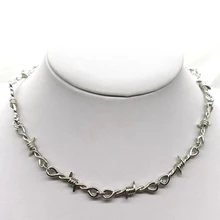 

Small wire Brambles Iron Unisex Choker Necklace Women Hip-hop Gothic Punk Style Barbed Wire Little thorns Chain Choker Gifts