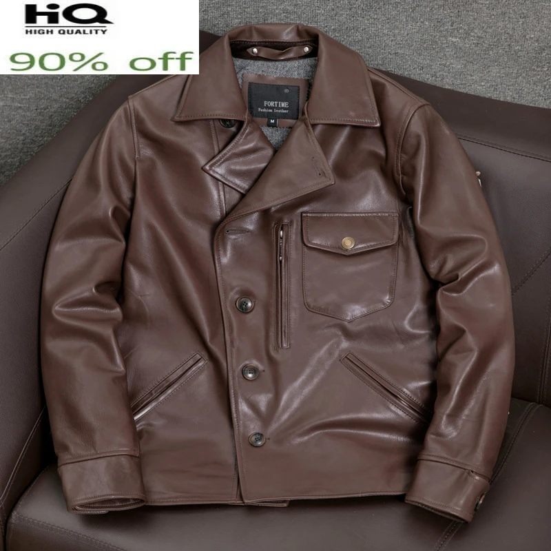 genuine leather genuine fur coats & jackets Fashion Genuine Leather Jacket Man Spring 2022 100% Cowhide Coat Vintage Men Clothing Plus Size 4xl Chaquetas Hombre Pph4120 overland coats
