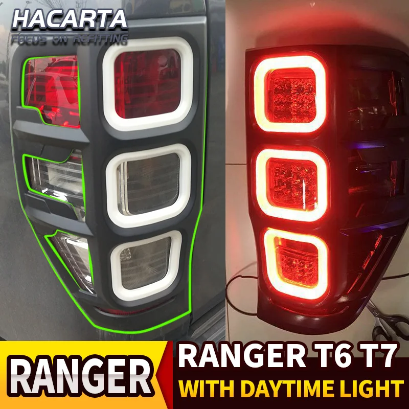 Задний светодиодный задний фонарь, дневной свет, задняя крышка, светодиодный фонарь, подходит для FORD RANGER T6 T7 2012-, автомобильные аксессуары