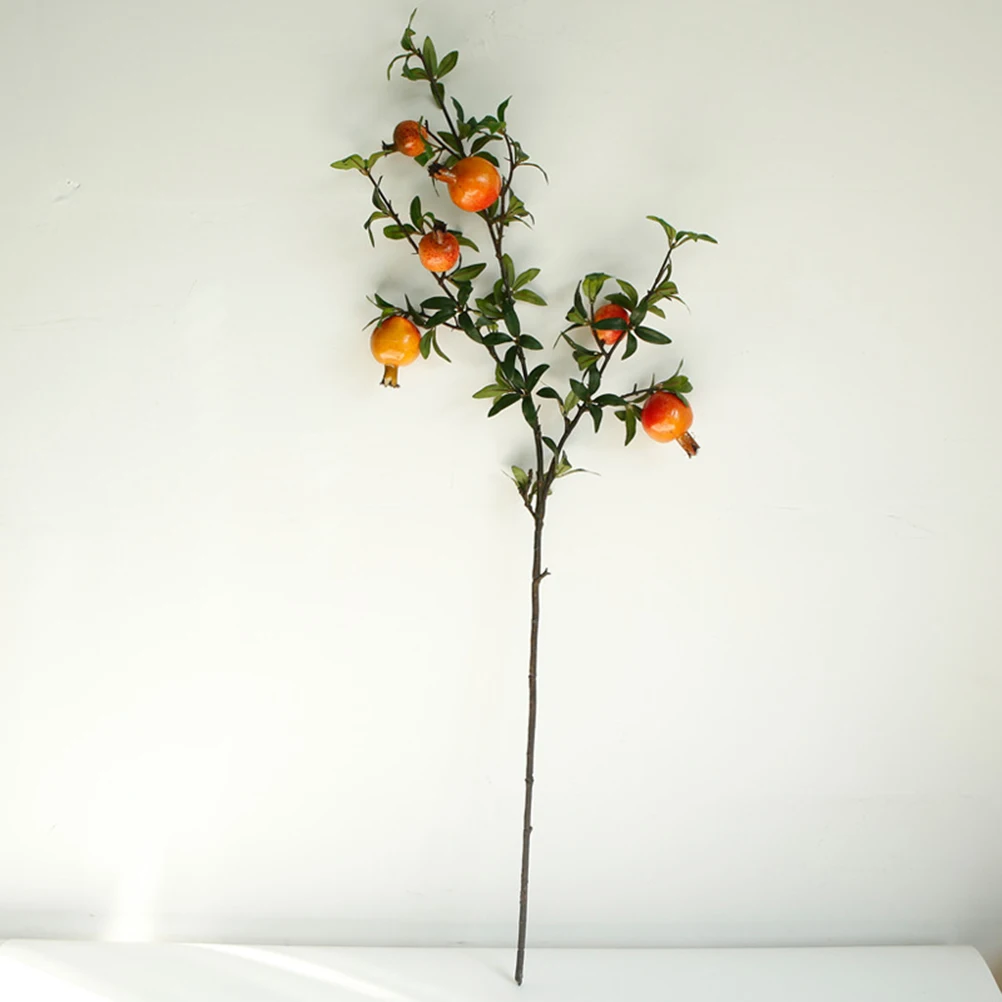 1Pc Lifelike Decorative Delicate Artificial Pomegranate Flower Simulation Flower Berries Fake Green Plant for Office Home Dorm