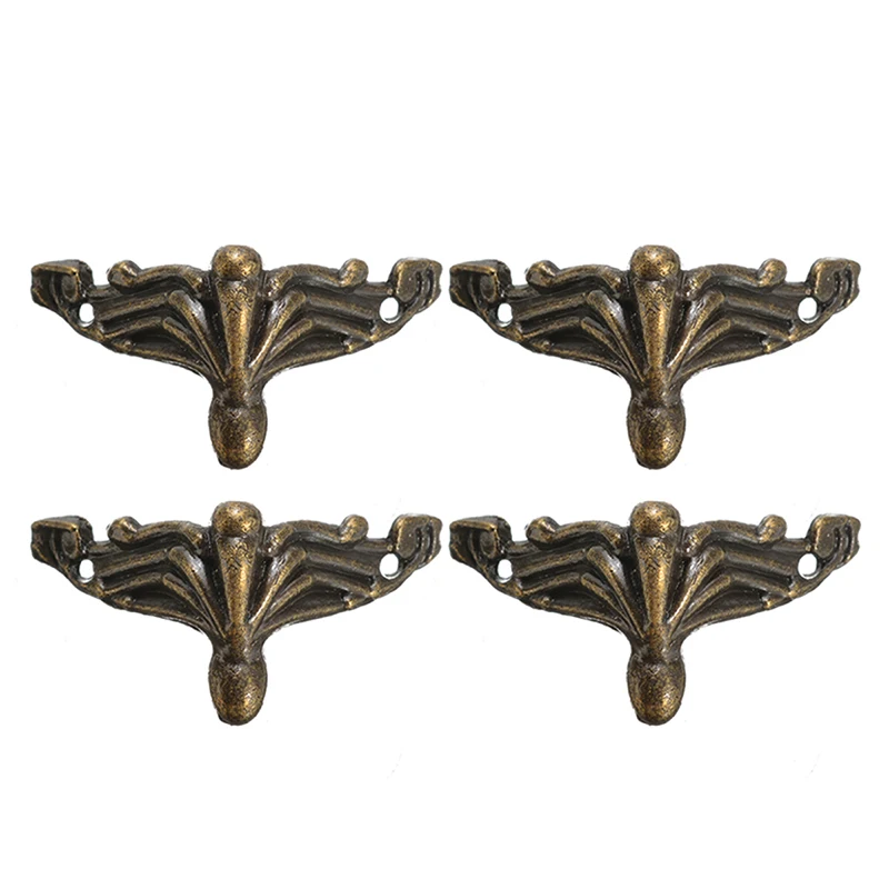 

4Pcs Retro Bronzed Corner Bracket Wooden Jewelry Gift Box Case Corner Protector Metal Corner Feet Leg Crafts Home Furniture Tool