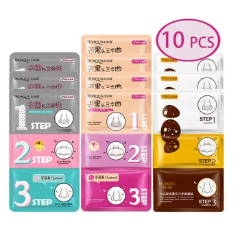 10pcs Remove Blackhead Shrink Pores Acne Treatment Facial T Area Care Sheet Magnetic Face Mask Cosmetic Charcoal Strips For Nose