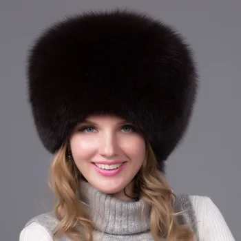 

Femtindo Outdoor 100% Natural Real Fox Fur Bomber Hat Winter Warm Soft Real Fox Fur Cap Women Quality Genuine Leather Hats