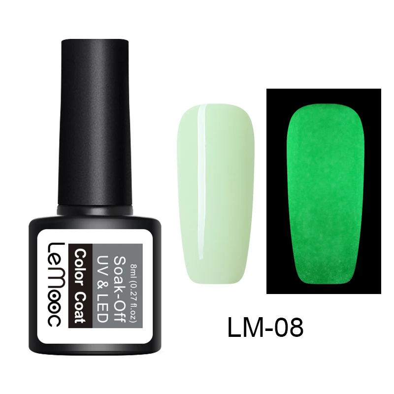 LM-08 LEMOOC, 8 мл, светящийся гель, телесный, розовый цвет, Гель-лак, Полупостоянный, замачиваемый, Гель-лак для ногтей, УФ-гель для ногтей, лак для летнего маникюра - Цвет: LM-08