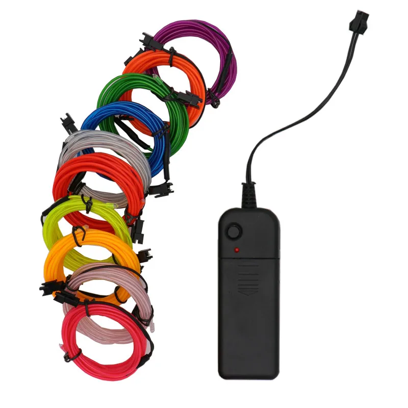 10 цветов на выбор 5 м с автомобильным контроллером 12 В, декоративный светодиодный стикер, аксессуар, гибкий неоновый светильник, EL Wire Rope Tube - Испускаемый цвет: Wire with 3V Battery