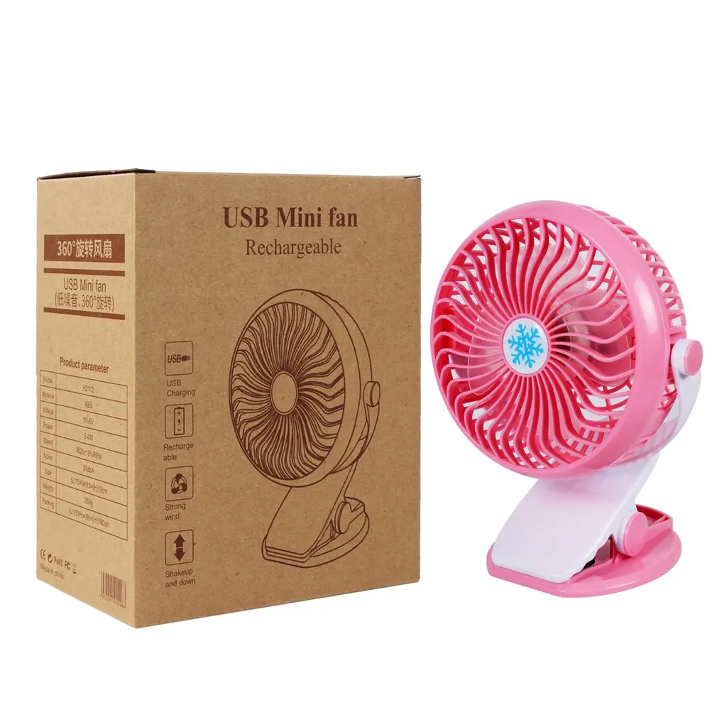 

Portable Mini Desk Fan 360 Degree Rotation USB Charge Stepless Speed Clip Fan Electric Cooling Fan for Home Office Rotary Vane