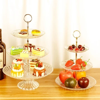 

Detachable Cake Stand Transparent 3 Tier Pastry Cupcake Fruit Plate Wedding Home