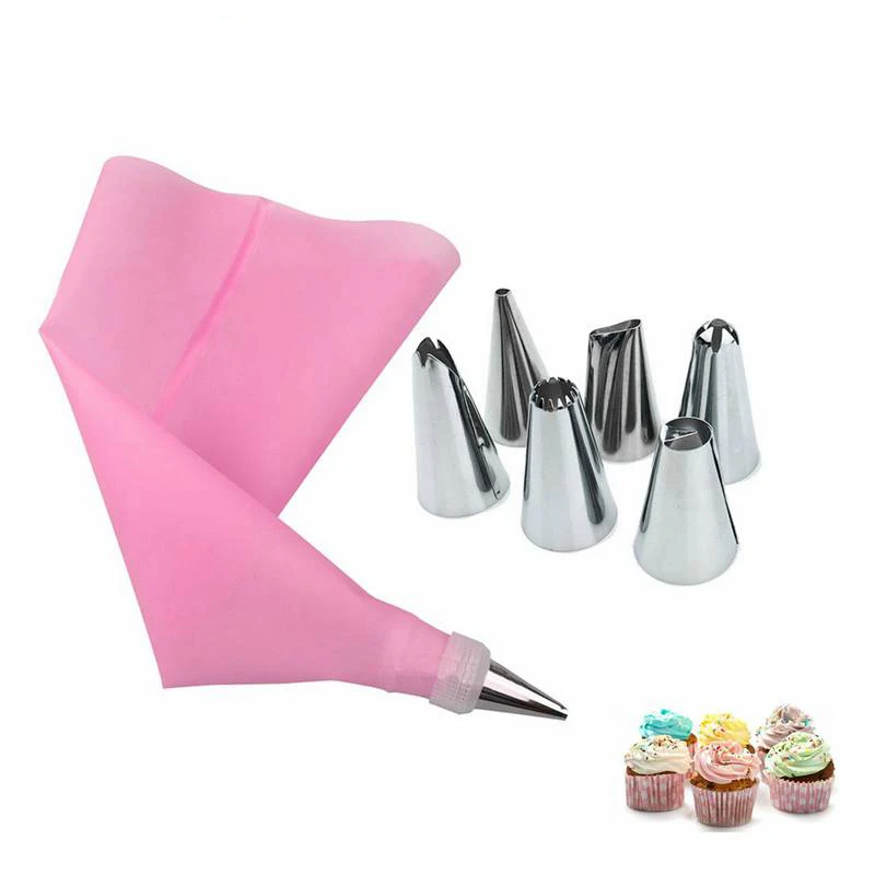 

8PCS/set Cake Decorating Tools Silicone DIY Icing Piping Cream Pastry Bags Kitchen Baking Nozzle Set High Quality