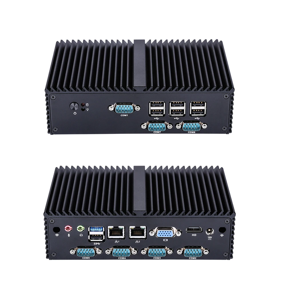 Мини ПК промышленный Qotom без кулера j1900 четырехъядерный 2 0 ГГц 2x LAN 8x USB 7x COM порты