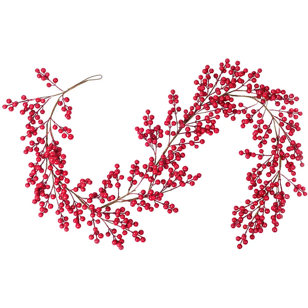 Red Berry Garland Artificial Red Burgundy Berry for Indoor Home Fireplace Decoration for Wedding Winter Christmas Xmas New Year