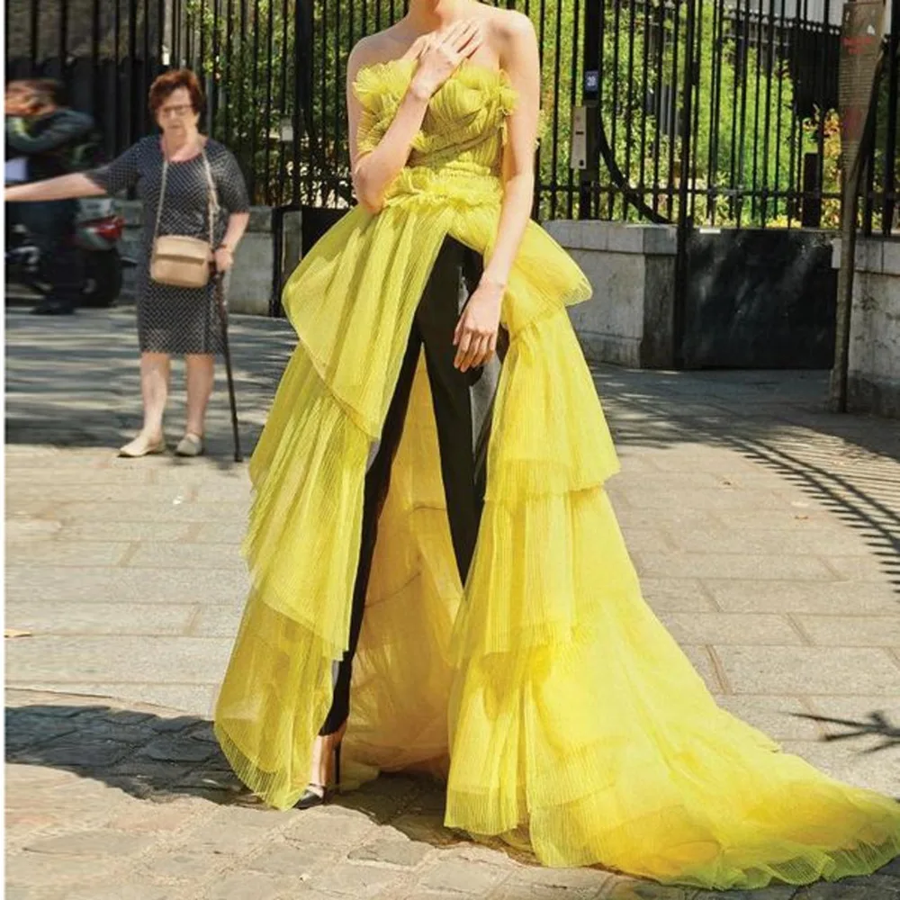 neon yellow gown