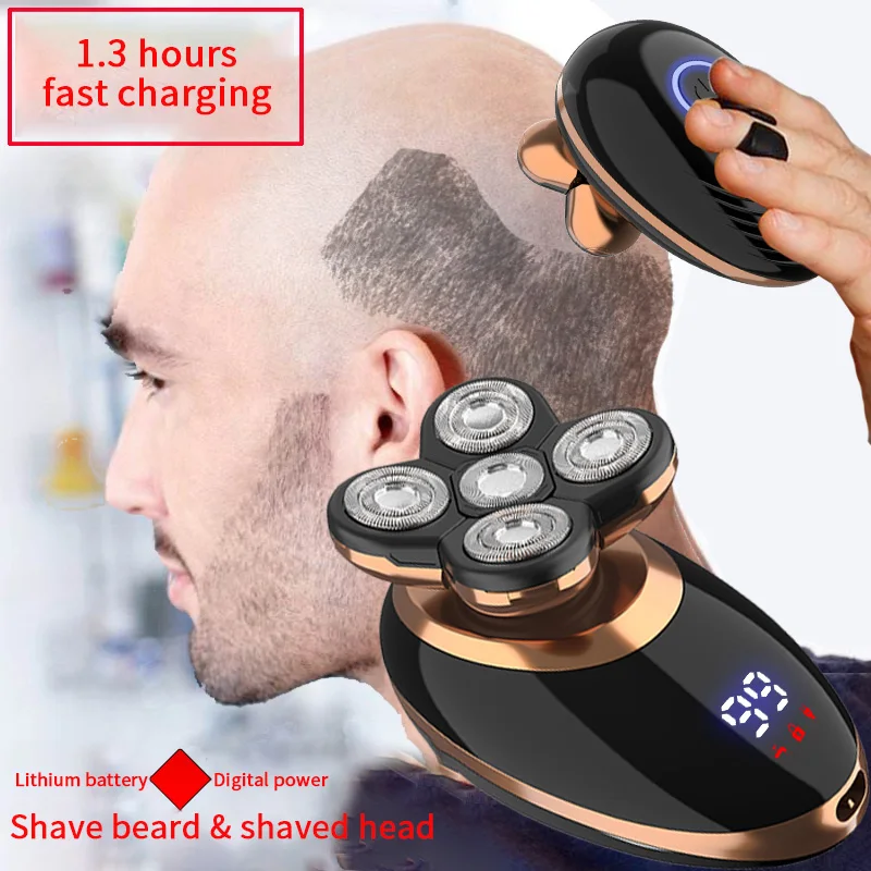 RESUXI 5 in 1 USB 충전식 남성용 빨 수있는 5 개의 플로팅 헤드 면도기 헤어 클리퍼 코 귀 헤어 트리머 면도 수염 기계