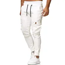 Мужские спортивные штаны, прямые брюки средней длины, Брюки Слаксы, повседневные эластичные спортивные одноцветные мешковатые с карманами, брюки на шнурке, осень