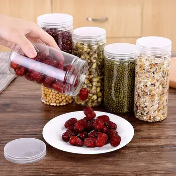 

3Pcs Kitchen Storage Box Plastic Sealed Cans Food Preservation Fresh Pot Container With Cover For Candy Whole Grains Food