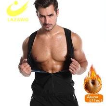 LAZAWG Mens Body Shaper Compression Sauna Shirt Weight Loss Workout Sportswear Slimming Vest Waist Trainer Tank Tops Shapewear