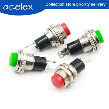 

10pcs White Red Green Blue Black Yellow Panel Mount Round Normal Open NO 10mm Momentary OFF-(ON) Push button Switches DS-314