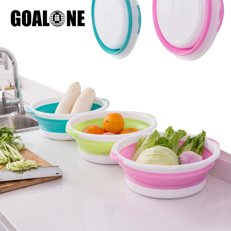 

GOALONE Portable Collapsible Basin Travel Plastic Folding Basin Buckets with Hanging Hole for Home Kitchen Dish Washing Camping