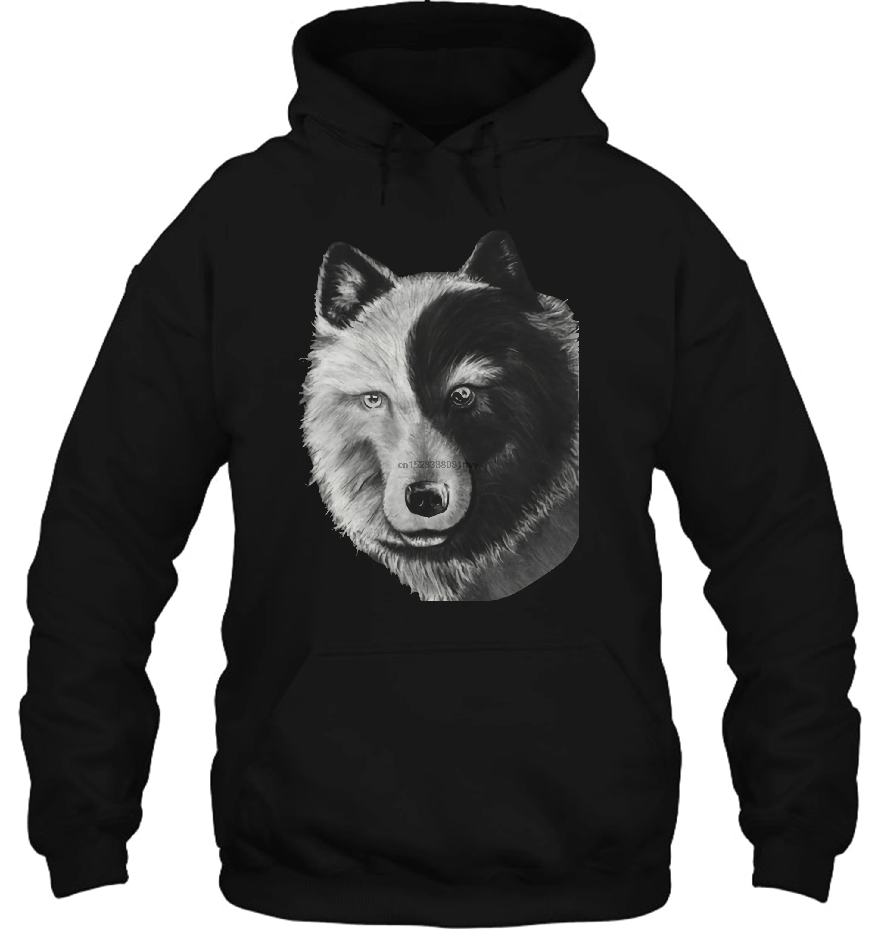 Мужская толстовка с капюшоном Yin Andd Yang Wolf крутая футболка Топы женская уличная одежда