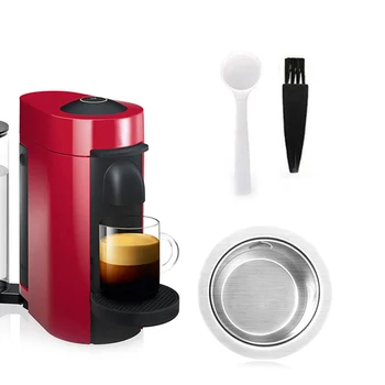 

230ML Refillable Brewed Stainless Steel Capsule Spoon Brush Kit For NESPRESSO Vertuoline GCA1 Machines Coffeeware