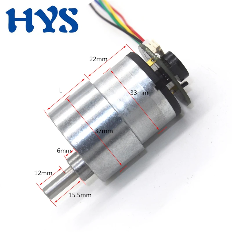 

HYS DC 12 Volt 6V 24V Encoder Gear Motor 7-1590rpm High Torque 35kg MIni Motors DC 12 V Micro Electric Reducer Motor Reversible