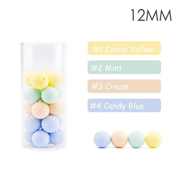 60pcs 12mm Baby Teether Silicone Beads Diy Pacifier Chain Bracelet Bpa Free Chewable Round Silicone Bead Accessories For Newborn Candyyellowgreen set