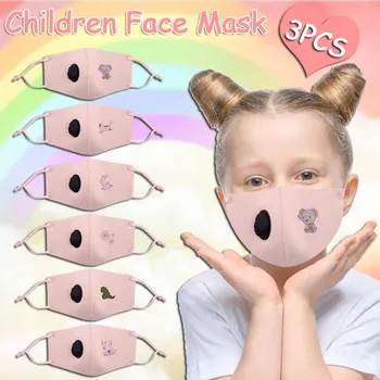

3pcs 3-Layer Face Mask For Kids Outdoor Protect Mask Safety Reusable Washable Protect Face Mask Breathable Mascarilla