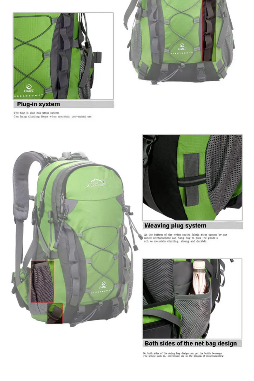 Спортивная одежда для улицы 40 л Bergbeklimmen Rugzak Functionele Mannen Vrouwen Tas Bolsas Femininas Wandelen restas
