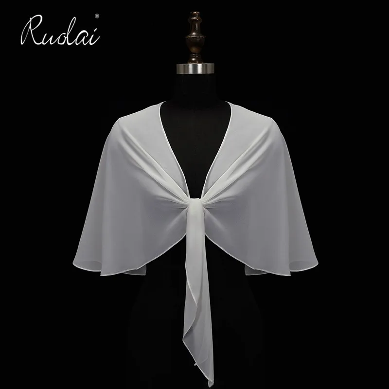 

Simple Wedding Jacket Bolero Women Wrarp Chiffon Bridal Cape Long Shrug Vestido de Novia chaqueta mujer Evening Party Wear
