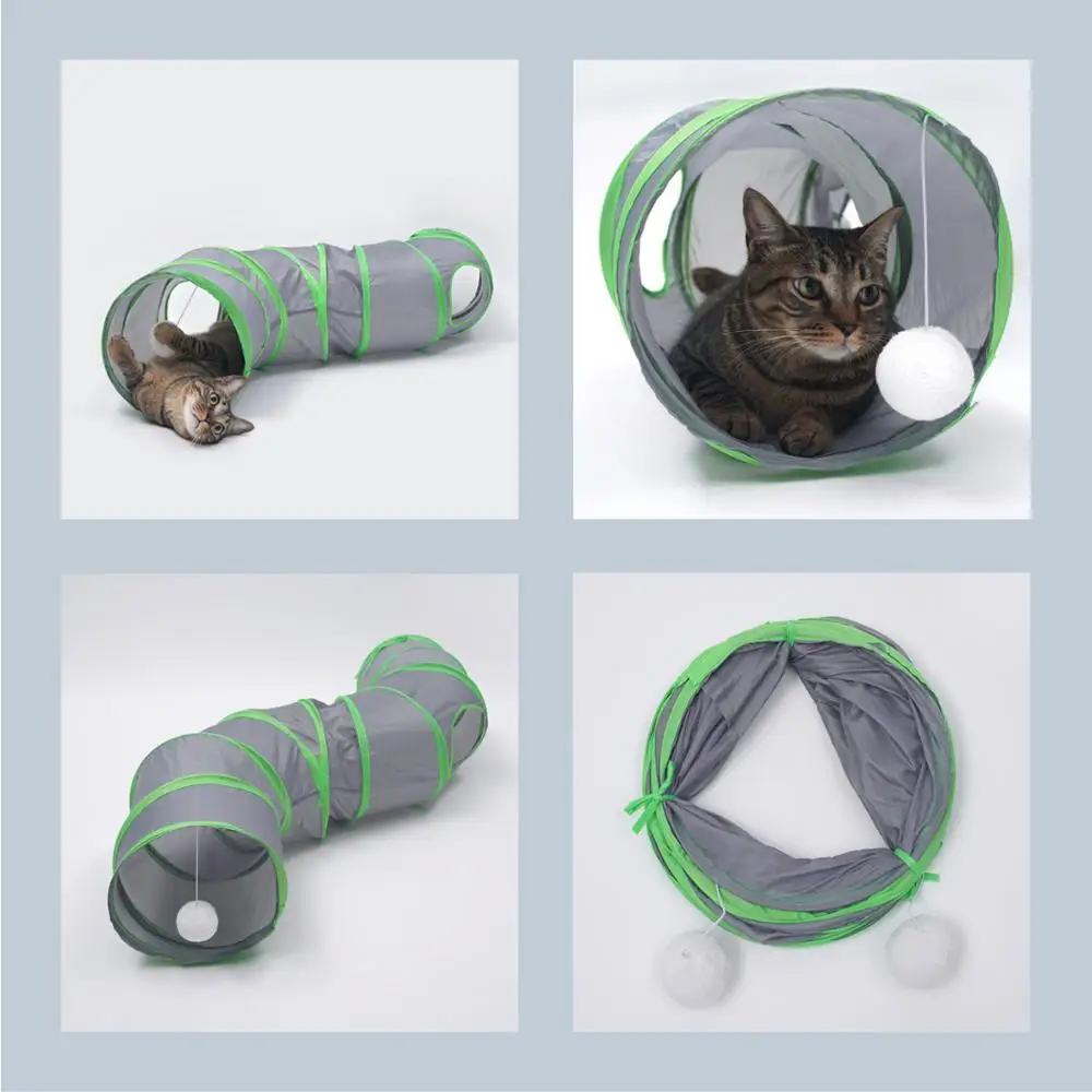 Кот туннельные игрушки котенок трубка складной hidehideen для котят кролики щенков кошки играть складная игрушка туннель для кошек на открытом воздухе