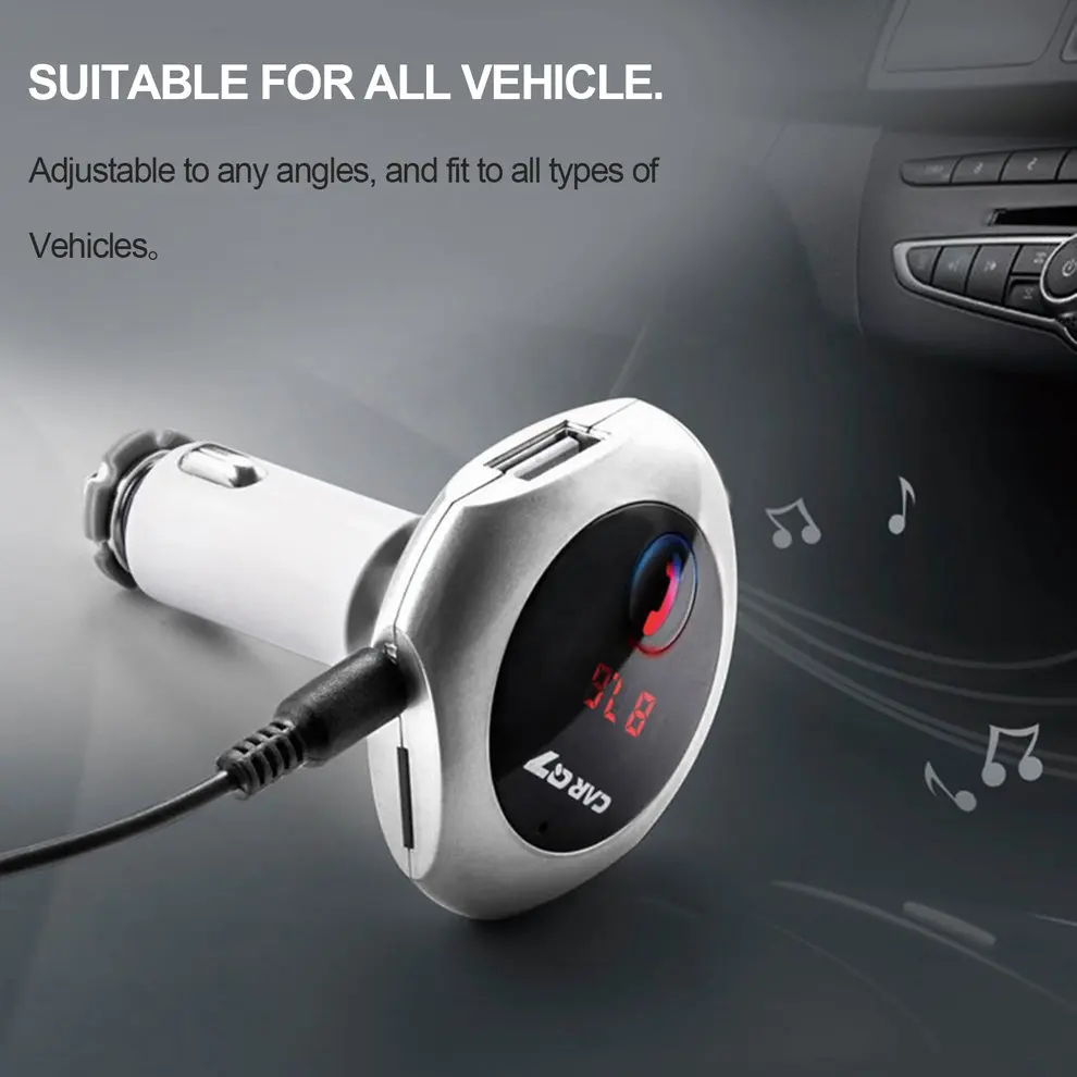 Автомобильный плеер двойной USB беспроводной W слот-в fm-передатчик MP3-плеер 360 градусов вращающийся автомобильное зарядное устройство