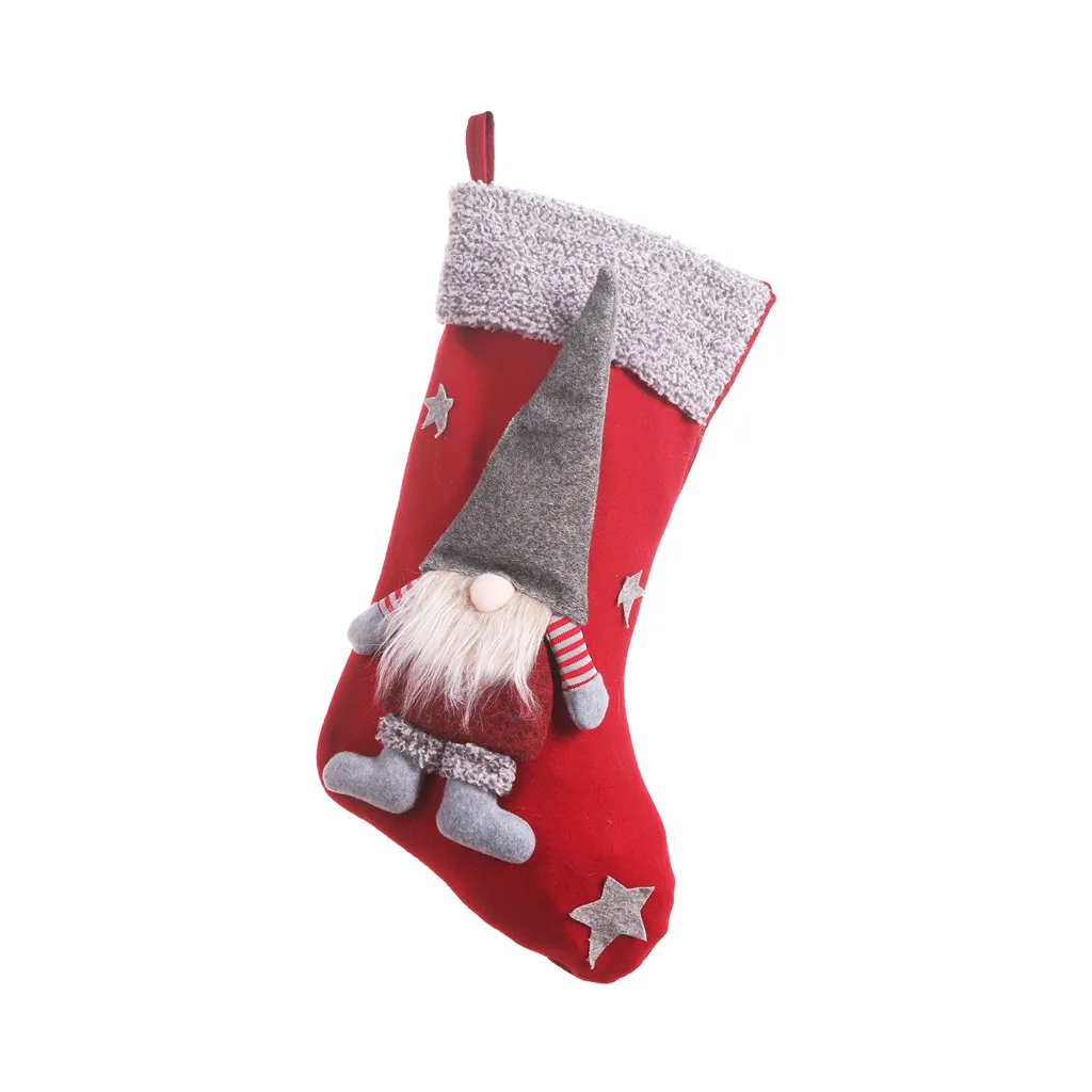 Рождественские носки Kerstsok Navidad, новогодние подарки, рождественские украшения, безликая кукла, рождественские носки, мешок конфет, Подарочный пакет#45 - Цвет: as the photo show
