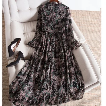 

3XL Big Size Dress 2020 Autumn Dresses Women Plus Size Chiffon Patchwork Flower Print Party Evening Prom Swing Dress Dropship