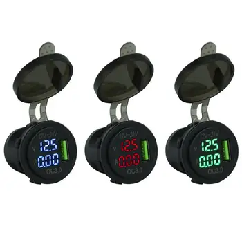 

3A QC 3.0 USB Car Charger Charging Socket Multi-function Power Adapter with Dust Cover for Auto Motorcycle Boat 12V-24V