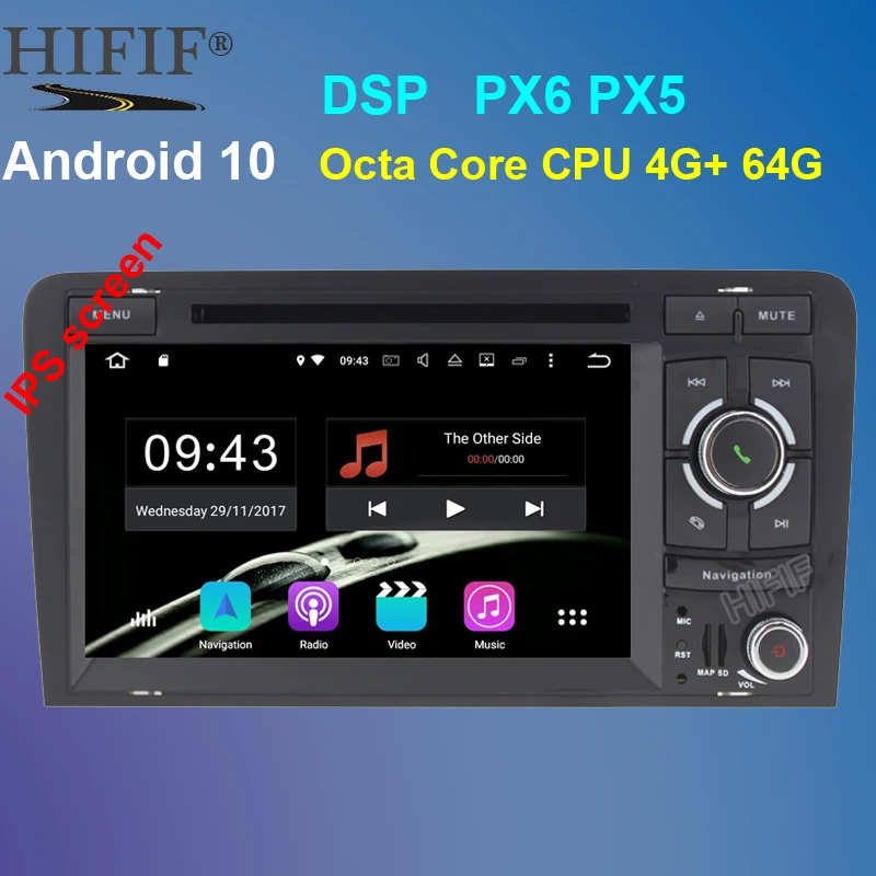 PX6 Android 10 4+64G 7&quot 2 DIN Car DVD Player GPS Navigation Radio Canbus USB SD for Audi A3 8P/A3 8P1 3-door Hatchback/S3 8P/RS3 |