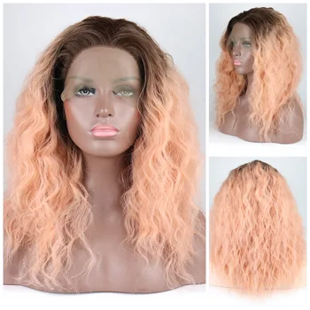 

Synthetic13×6Lace Front Wigs Afro Kinky Curly Wig for Women Ombre T4-1532# Available Black Natural Afro High Temperature