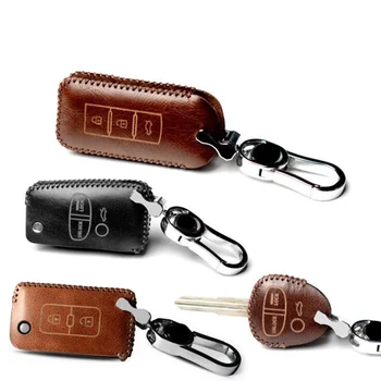 

Cowhide Leather Car Remote Key Shell Case For Mitsubishi outlander ASX Eclipse LANCER Grandis Pajero