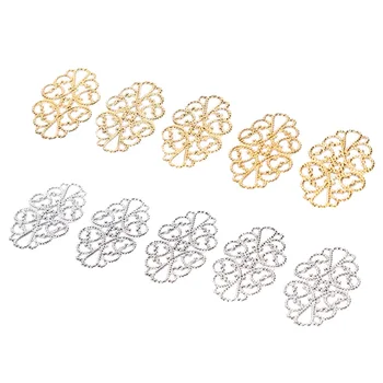 

100Pcs Filigree Flower Wraps Connectors Metal Crafts Silver Gold Color Gift Decoration DIY Jewelry Findings
