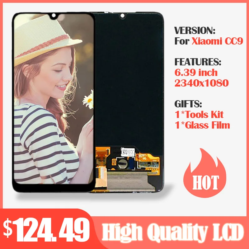 ЖК-дисплей 6 39 ''Super AMOLED для Xiaomi Mi CC9 + дигитайзер сенсорного экрана в сборе