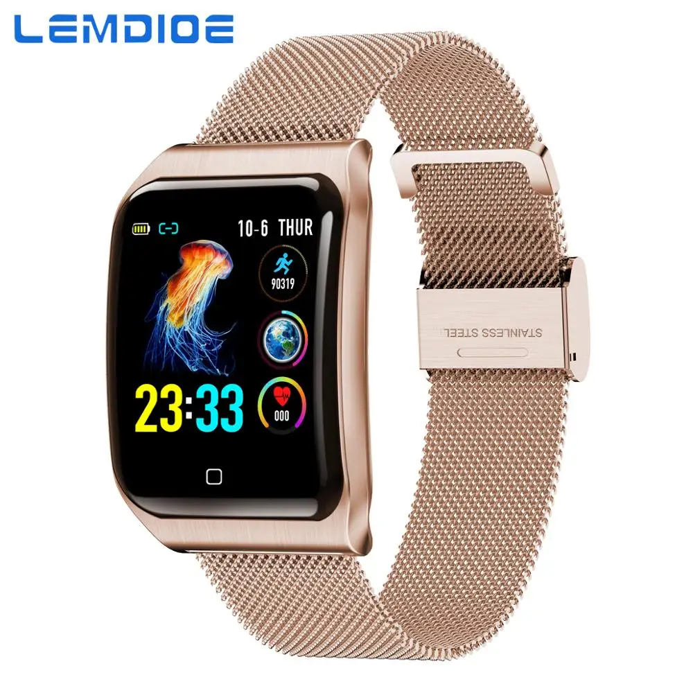 LEMDIOE NEW all-metal IP68 waterproof smart watch men heart rate blood pressure sleep monitor health smartwatch for android ios