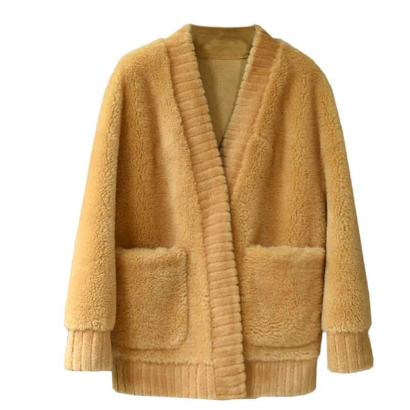 

100% Real Fur Coat Women Autumn Winter Jacket Korean Sheep Shearing Wool Fur Coats and Jacket Women Clothes 2020 Top Hiver 19062