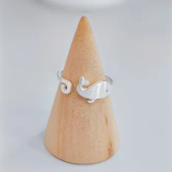 

Bohemian Vintage 925 Sterling Silver Fish Whale Rings for Women Wedding Jewelry Adjustable Antique Rings