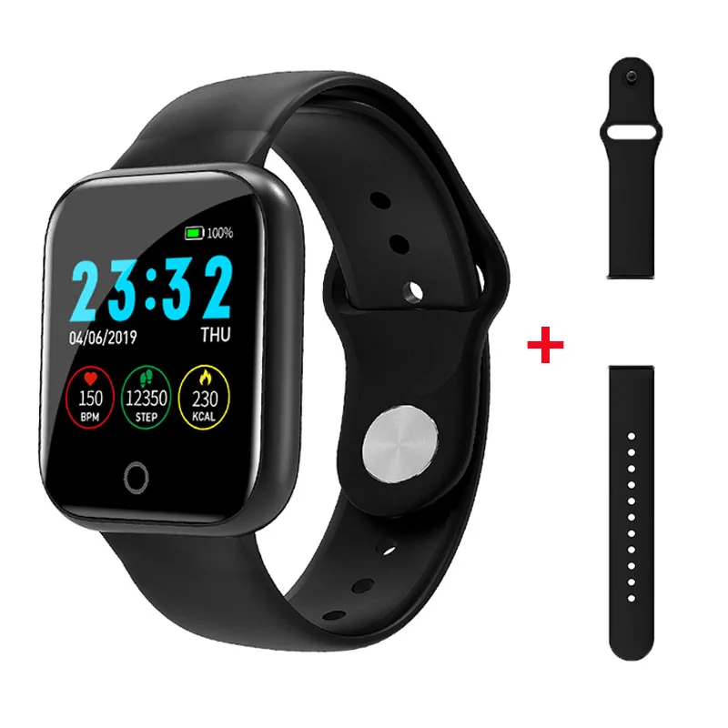 ad black strap HETNGSYOU I5 для Apple Watch, шагомер, управление музыкой, несколько циферблатов, пульсометр, фитнес-часы для мужчин и женщин, Android IOS VS B57 - Цвет: ad black strap