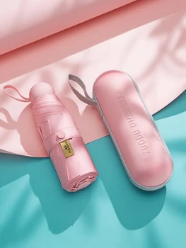 

Mini Sun Umbrella Rain Women Parasol UV Umbrella Pocket Small Womens Light Five Folding Travel Paraguas Plegable Mujer SY100