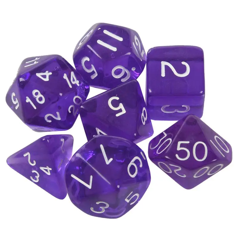 7-кости Двусторонняя D4 D6 D8 D10 D12 D20 MTG магия сбор D прозрачная фиолетовая ночная рубашка